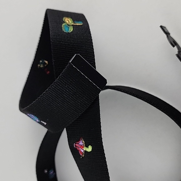 Arsenic Men's Black Web Belt Multi Colour Mushroom Embellishments Size  L/XL - Picture 6 of 9